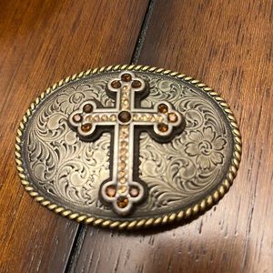 Nocona Cross Gold Embellished Buckle